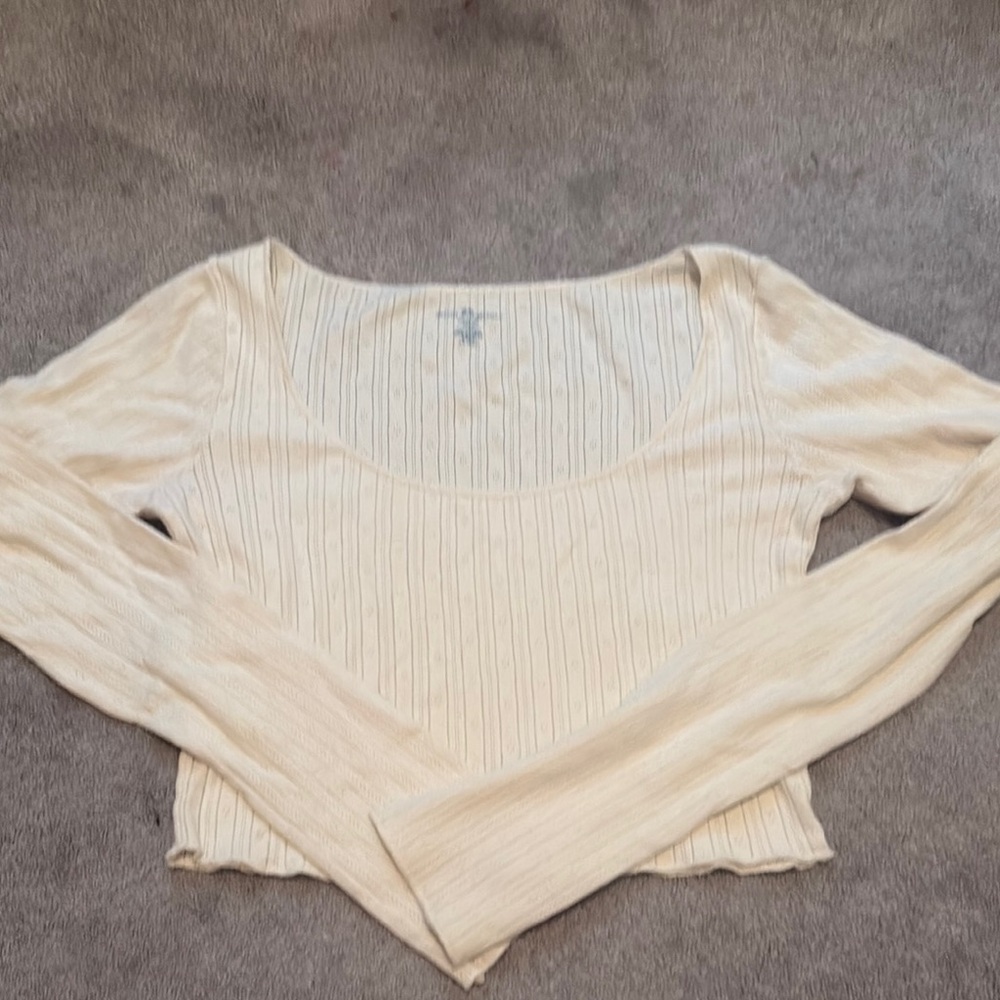 Brandy Melville Cream Ribbed Crop Top